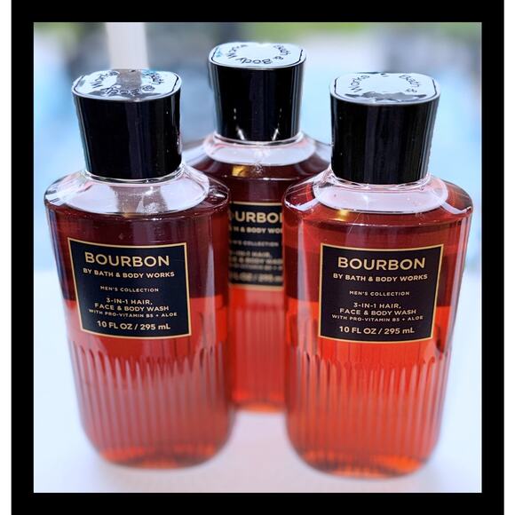 Bath & Body Works 10 fl oz BOURBON for Men 3-in-1 Hair Face Body Wash Gel x3